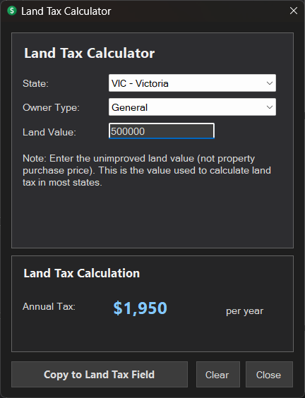 Land Tax Calculator